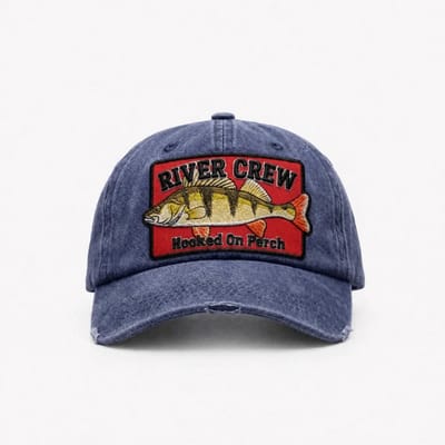 River Crew Baars Visserspet Blauw - Vissers Pet - Vis Pet - Vissen - Petten - Pet