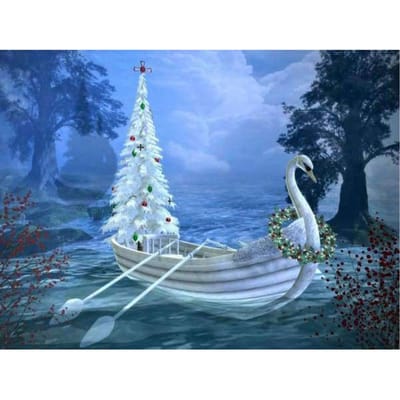 Diamond Schilderen Cross Stitch Volledige Ronde Berk Kerstboom Strass Borduren schip Home Decor 20X30CM gray