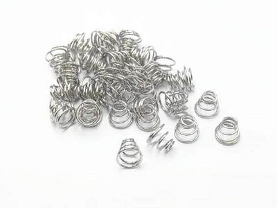 Zilverkleurige Metalen Conische Compressieveren 50 Stuks 6x3.5x5mm