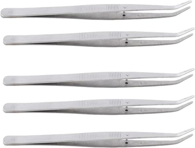 Set van 5 RVS Naaimachine Pincetten - Gebogen Pincetten voor Precisie en Positionering bij Naaien
