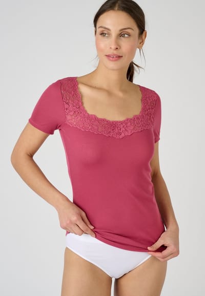 Damart - T-shirt met korte mouwen zijdezacht Thermolactyl - Dames - Roze - 34-36 (XS)