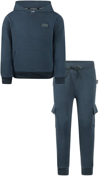 Koko Noko - Basic collection - Biologisch katoen - Kledingset - Joggingbroek Blauw - Sweater Blauw - Maat 92