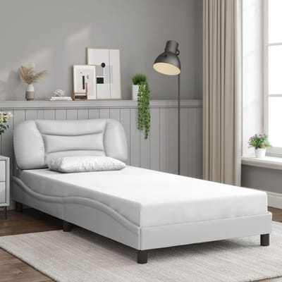Eenpersoonsbed Wit 80x200 cm met LED Verlichting en Hoofdkussen