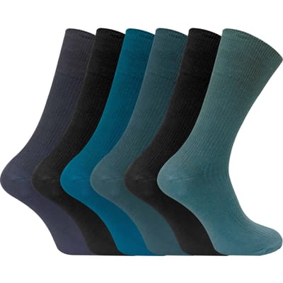 Set van 6 sokken zonder elastiek herensokken van 100% katoen - Blauw