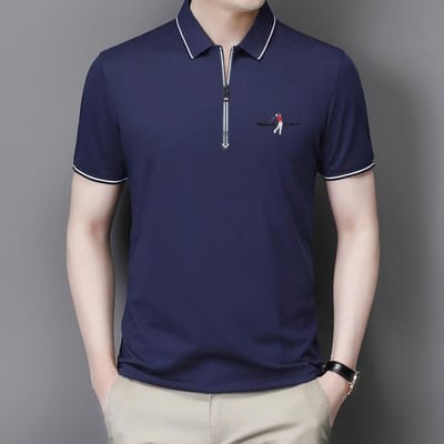 Zomer Nieuw T-shirt met korte mouwen Heren Rits Revers Polo Fir Jong en Middelbaar Koreaanse Versie Slim Trend T-shirt met halve mouwen XXXXL