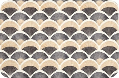 Badmat 60x40 cm - Antislip - Waaier - Patroon - Zwart - Beige - Badmatten voor badkamer - Badkamermat - Douchemat - Badkamer mat