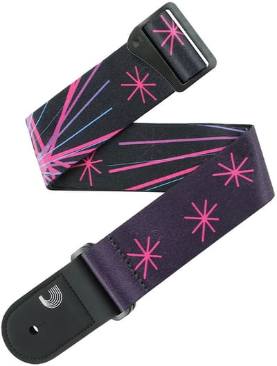 D'Addario 50RUN80 Outrun Polyester Gitaarband Neon Stars