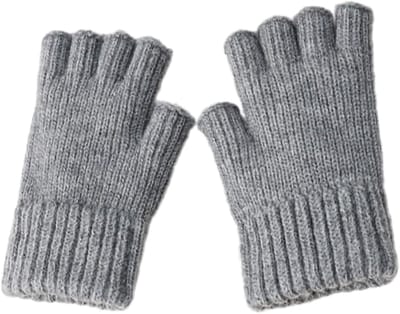 Handschoenen - Touchscreen handschoenen met halve vingers - Dikke fleece voering - Zacht en warm - Gebreide korte handschoenen - Geschikt voor dagelijks gebruik in de winter - Warm en comfortabel - Grijs