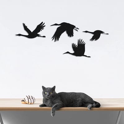Decoratie Woonkamer Metaal, Decoratie slaapkamer, Wanddecoratie, Wandsculptuur, Vliegende Vogels, Muurdecoratie Metaal Woonkamer, Muurkunst, Afmetingen: 35 cm, 30 cm, 30 cm, 25 cm