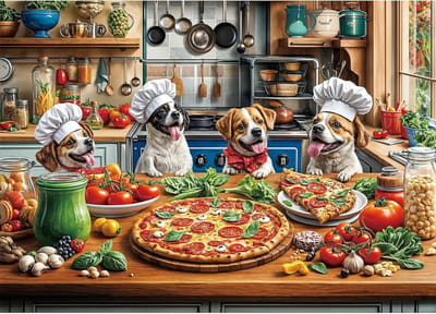 Hondenpizza Legpuzzel - Puzzel voor Volwassenen - Ontspannen Tijd Verdrijven - Heldere Kleuren Print - 1000 Stukjes - Multicolor