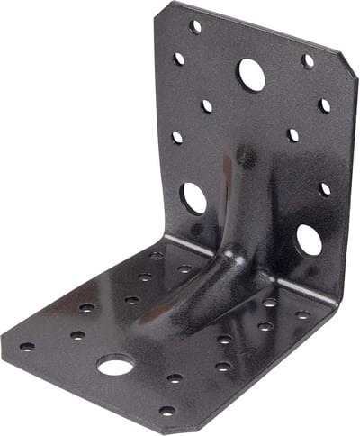 Hoekversterker Extra Sterk - Verbindingshoek - Houten Constructies - Dubbelzijdige Coating - 105x105x90 mm - Zwart
