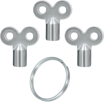 KOTARBAU® 3 Stuks Verwarmingsontluchtingssleutel, ZnAl, Ontluchtingssleutel, Zilver, Radiator Ontluchten Sleutel, Met Sleutelring Handige Universele, Radiatorsleutel