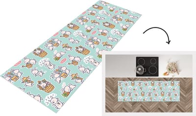 Keukenloper - Loper keuken - Konijn - Tuin - Patroon - 150x50 cm - Keukenloper vinyl