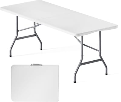 Klaptafel - 180x70 cm - Wit - Inklapbaar Tafel - Weerbestendig