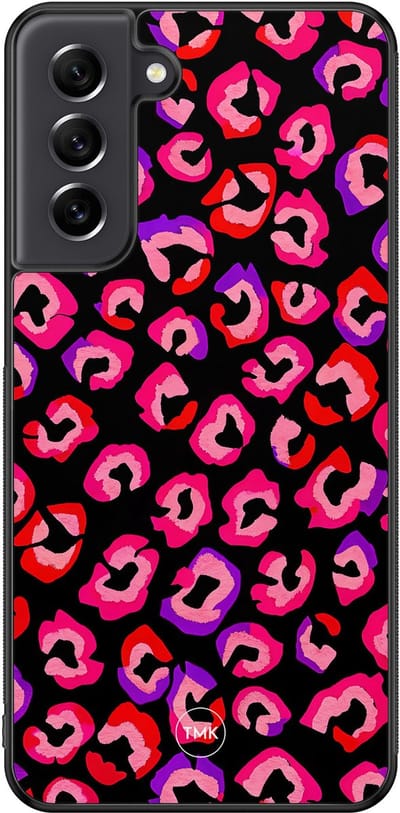 Hoesje geschikt voor Samsung Galaxy S21 FE - Luipaard neon - Multi - TPU case - Luipaardprint - Hardcase zwart telefoonhoesje