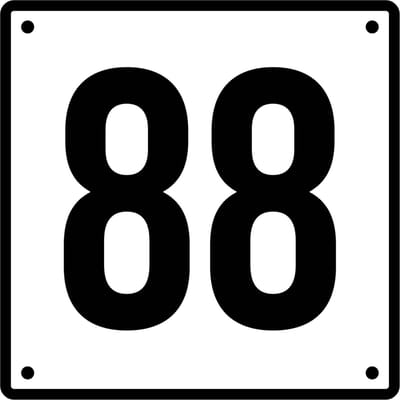 Huisnummerbord 88 - Incl. Schroeven en Pluggen – Acrylaat - 10 x 10 cm - Wit met Zwart