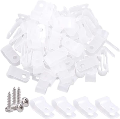 120 Stuks 1/4 Inch Wit Nylon Kabelclips met Schroeven voor Draad, Kabel en Buis