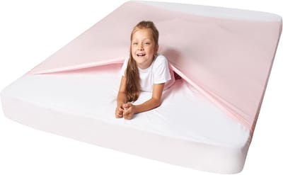 Sensory Hoeslaken - Compressie Laken - Rustige Slaap - Zachte Compressie - 148 x 132 cm - Babyroze