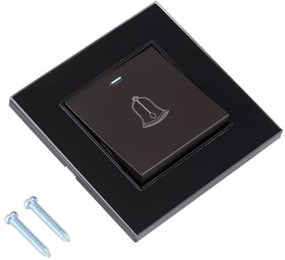 Tempered Glass Deurbel van Hoge Kwaliteit met Minimalistisch Design voor Thuis en Hotel, Eenvoudig te Installeren, 86mm (Zwart)