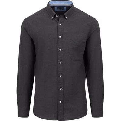 Fynch-Hatton Overhemd Premium Flanel Button Down Charcoal / male