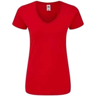Dames-T-shirt met V-hals Fruit of the Loom Iconic 150