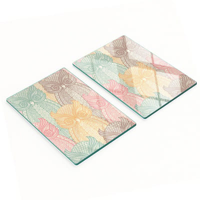 Multifunctionele decoratieve keukenplanken van gehard glas met uilenmotief, 2x40x52 cm