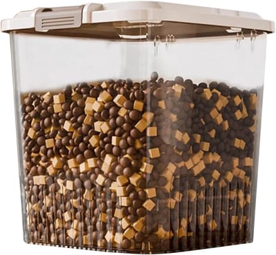Voedselcontainer Hond - Voerbak Luchtdicht - Voer Vers Houden - Meerlaagse Afdichting - 22.5L x 21.3B x 22.5H cm - Transparant