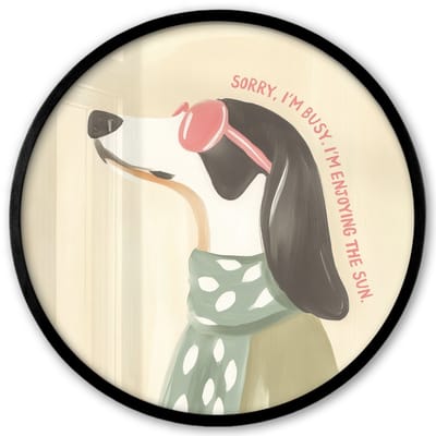 Poster in lijst Rond - Fotolijst 40x40 cm - Posters - Quote - Hond - Zonnebril - Ronde posterlijst zwart - Decoratie - Wanddecoratie woonkamer - Muurdecoratie slaapkamer