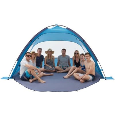 VEVOR strandtent met zonnescherm voor 8 personen, UPF 50+ bescherming, draagbare strandtent met draagtas en grondankers, lichtgewicht strandparasol voor kamperen, vissen, picknicken, zonnetent