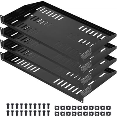 VEVOR 1u Serverrackplank, 4-Pack, 22,68 Kg, Geventileerde Cantilever, Wandmontage Of Rackmontageplank Met Plank, 254 Mm Diepte, Goede Luchtcirculatie voor 482 Mm Kastcomputernetwerkapparatuur