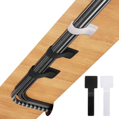 Dailygoody - Kabelbinders - Zelfklevend - Sterke fixatie - Zwart en wit - Organisatie voor kabels - Ideaal voor thuiskantoor - 30 stuks