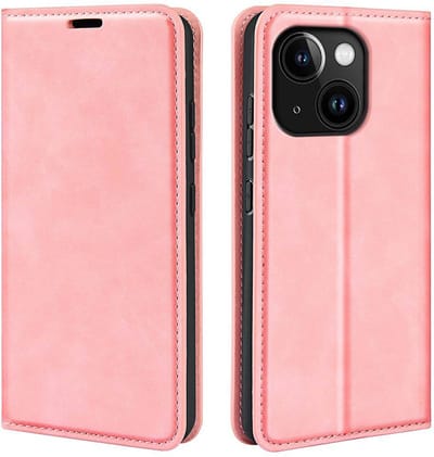 MobyDefend Hoesje - Geschikt voor iPhone 15 - Luxe Wallet Bookcase (Magnetische Sluiting) - Roze