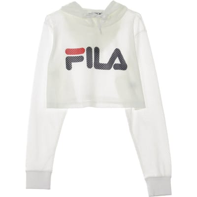 Noemi Cropped lichtgewicht sweatshirt met capuchon voor dames, crop wit