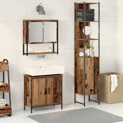 vidaXL - Badkamermeubel - Set - 3 - st - Bruin - Bewerkt - hout