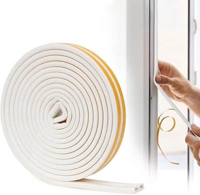 Dichtingsband voor Deuren en Ramen, Zelfklevende Schuimstrip voor Geluidsisolatie en Anti-Collisie, 9mm (B) x 6mm (D)/6 m, Ideaal voor Energiezuinigheid en Tochtpreventie