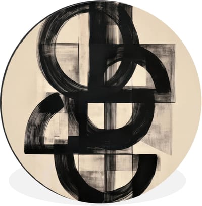 WallCircle - Wandcirkel - Muurcirkel - Cirkels - Lijnen - Vormen - Zwart - Aluminium - Dibond - 30x30 cm - Binnen en Buiten