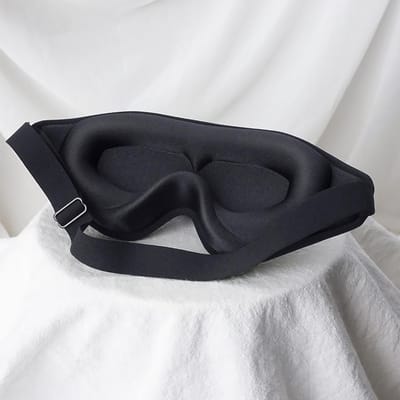 Masque de Sommeil 3D Masque Oculaire en Mousse à Mémoire Douce Blocage de Lumière à 99% Aide au Sommeil Cache-Yeux pour un Sommeil Profond noir