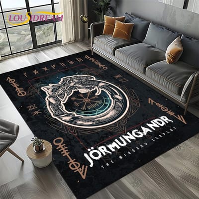 Odin Viking Symbool Valknut Noords Walhalla Tapijt Vloerkleed voor Woonkamer Slaapkamer Huis Sofa Decoratie, Gebiedskleed Antislip Vloermat 40x60cm( 15x23in )