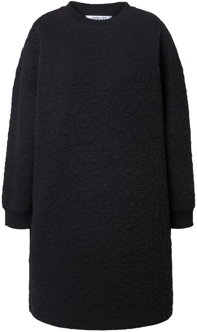 Studio Untold - Dames - Sweat mini-jurk oversized LEO-stiksel - Zwart - Maat 46+