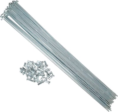Fietsspaken met Nippels - Wielspaken Set - Fietsreparatie - J-boog structuur - 297 mm - Zilverkleurig