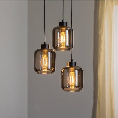 Eko-Light Hanglamp Sombra, rook, 3-lamps, rond