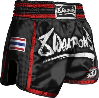 8 Weapons Muay Thai Short Super Mesh Zwart Rood - S