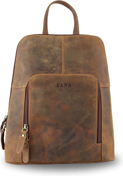 Fana Bags Leren Dames Rugzak Bruin - Stadsrugzak - Werk Rugtas - Cadeau Vrouwen - Kerstcadeau