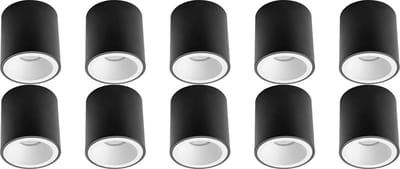Opbouwspot 10 Pack - Proma Cliron Pro - GU10 Fitting - Opbouw Rond - Mat Zwart/Wit - Aluminium - Verdiept - Ø90mm