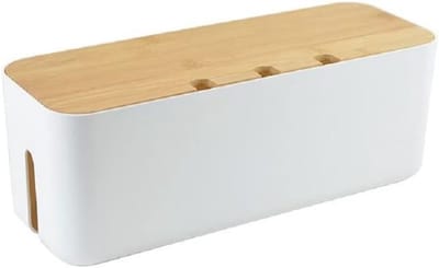 Kabelbeheerdoos voor het organiseren van snoeren, stroomstrips en kabels, ideaal voor tv's, computers en bureaus, houdt huisdieren veilig (Wit, Groot)