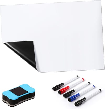 Droog afwasbare A3 whiteboard voor koelkast - met 5 stiften en gum - ideaal voor weekplanner en keukentaken