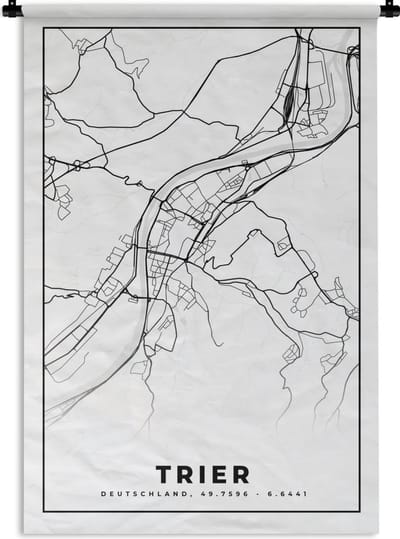 Wandkleed - Wanddoek - Trier - Kaart - Stadskaart - Plattegrond - 120x180 cm - Wandtapijt