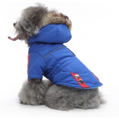 Huisdierjas met harnas Hond Winter Warme hondenkleding Waterdichte grote hondenjas Chihuahua-jassen XL blauw