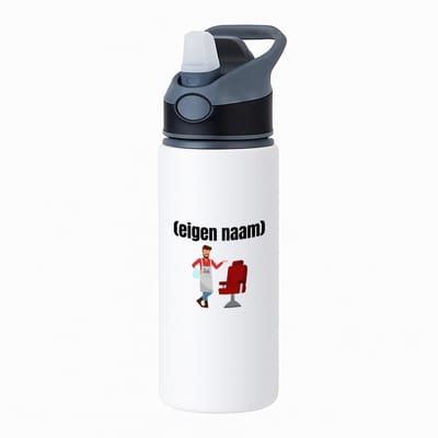 Hacebo® - kapper met eigen naam waterfles met rietje zwart - Kapper - iemand die kapper is - barbershop - cadeau - verjaardag - zelf gepersonaliseerd - water fles - 650ML