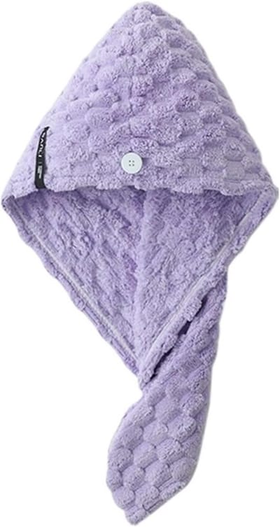 Haarhanddoek, dikke handdoek om het haar te drogen, douchemuts, handdoek van koraalfleece voor dames, absorberende haarhanddoek (paars)-Belle's product